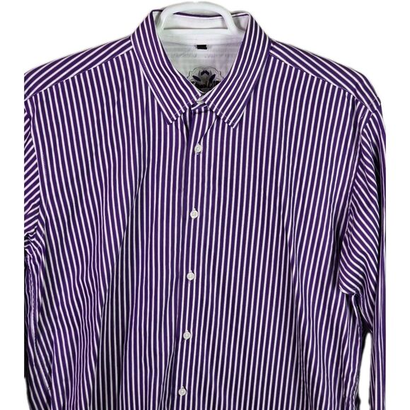 International Laundry Men's XL Fushia / White Striped Long-Sleeve Shirt - Picture 2 of 11